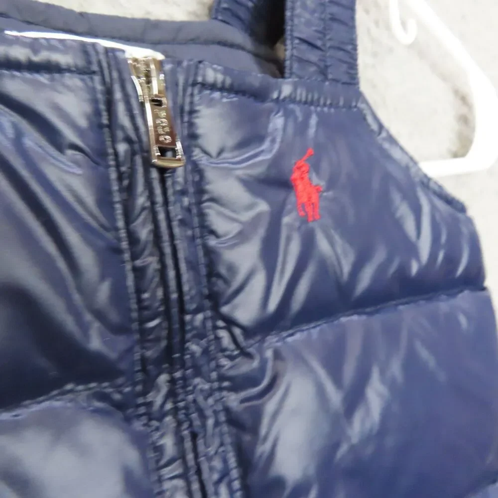 Ralph Lauren Overalls Snowsuit‎ Infant Boys 6M Blue Quilted Zip Puffer Down NEW